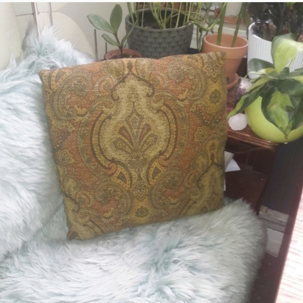 Vintage Turkish Paisley Style Accent Pillow Hippie Boho Chic Dark Academia
